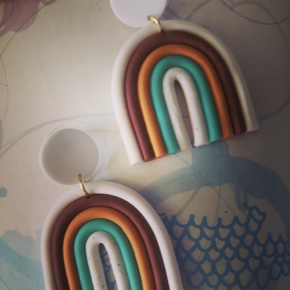 Rainbow Clay earrings